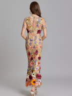 Vestido De Mujer De Manga Corta Bordado - Boda De Verano
