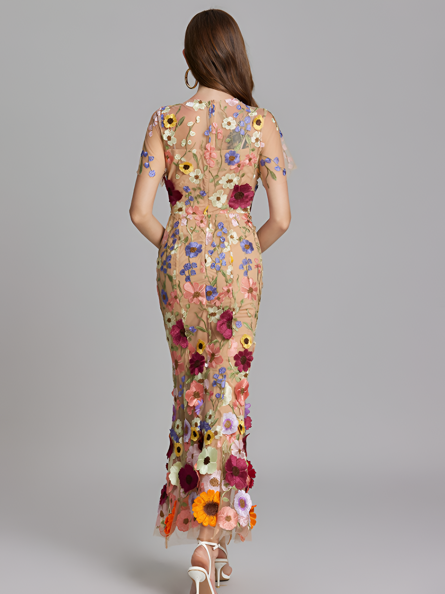 Vestido De Mujer De Manga Corta Bordado - Boda De Verano