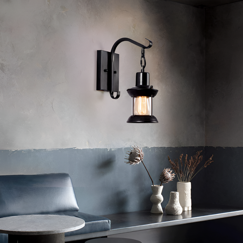 Linterna de Pared Industrial Enjaulada - Vintage