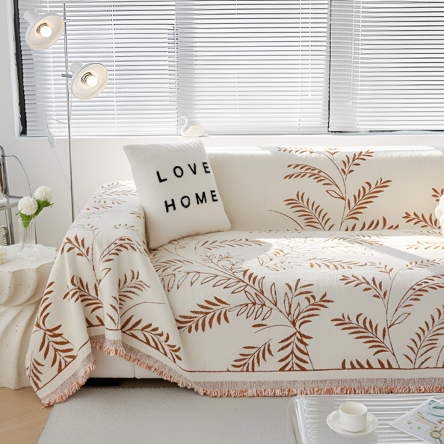 Funda de Sofá con Estampado Botánico - Manta Decorativa