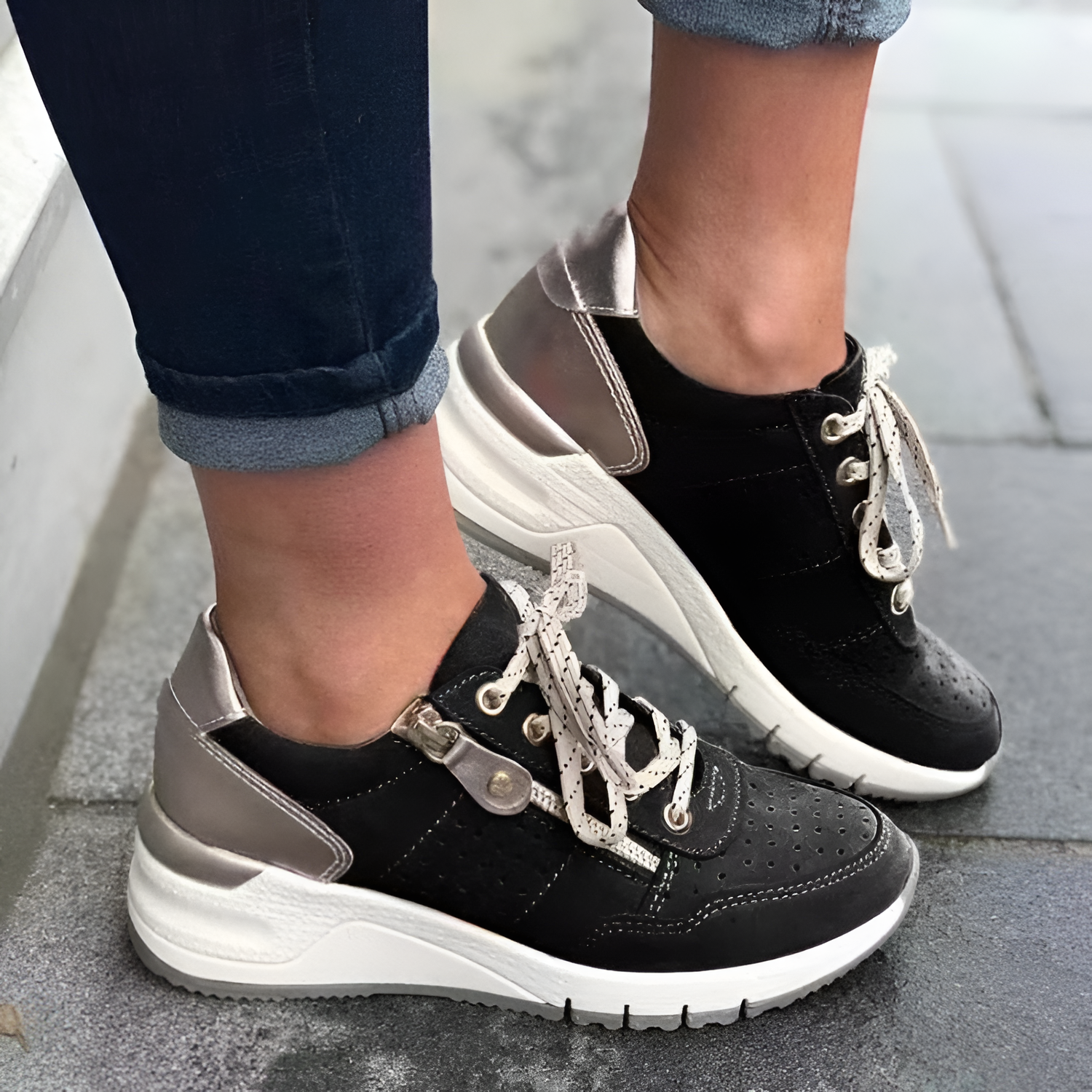 Tenis Para Mujer Con Cremallera Lateral Y Cordones - Brunch De Fin De Semana