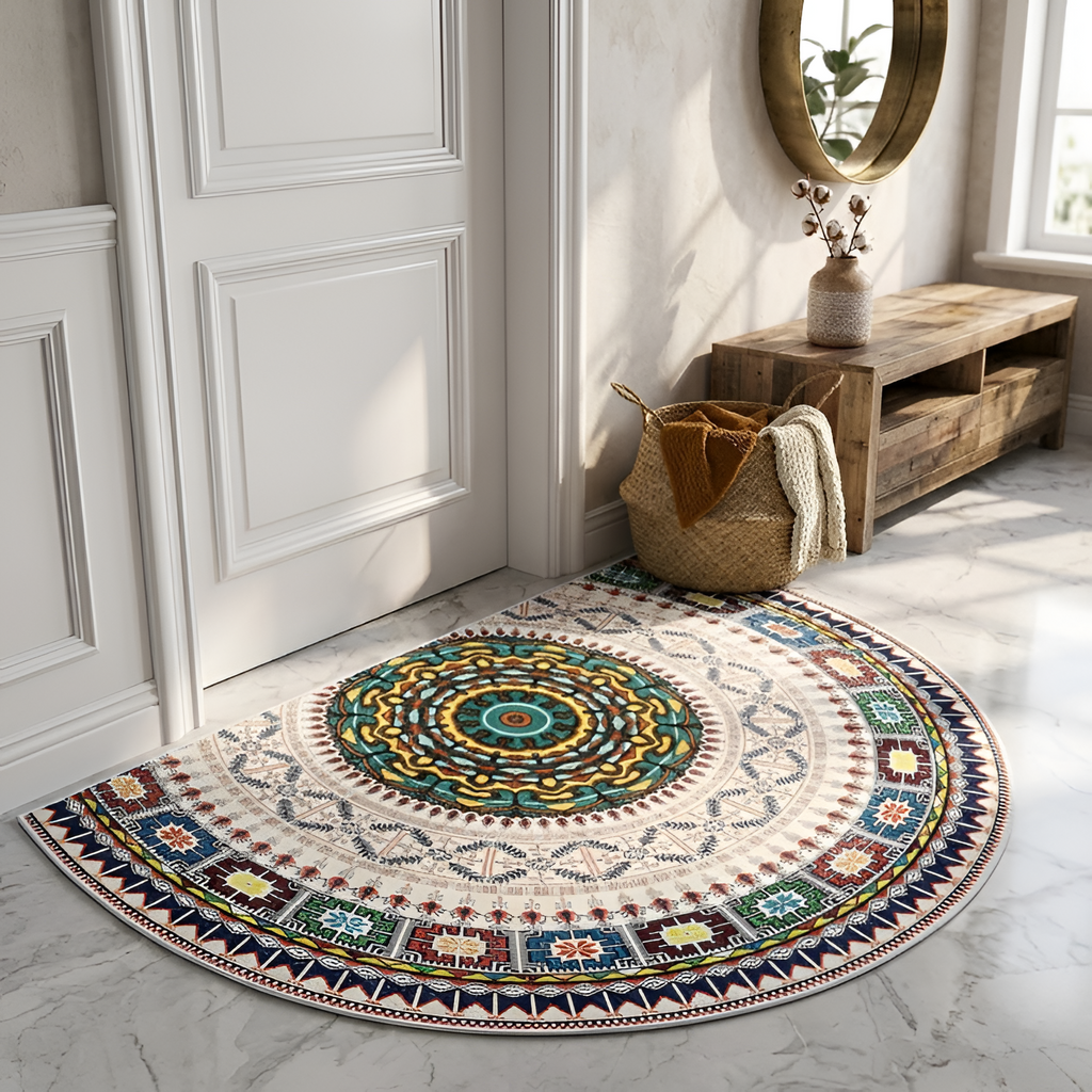 Alfombra Bohemia Mandala – Alfombra Semicircular Decorativa