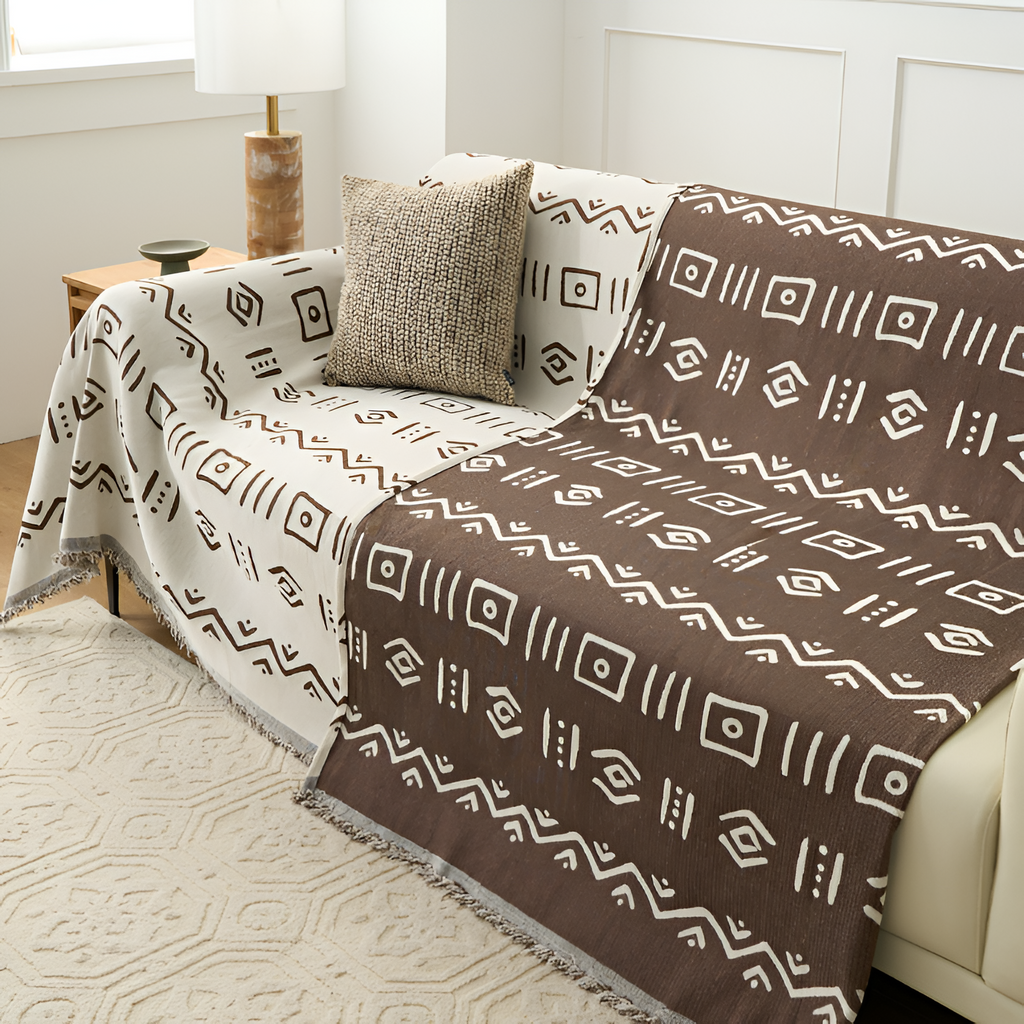 Manta Decorativa con Flecos - Cubresofá Estilo Tribal