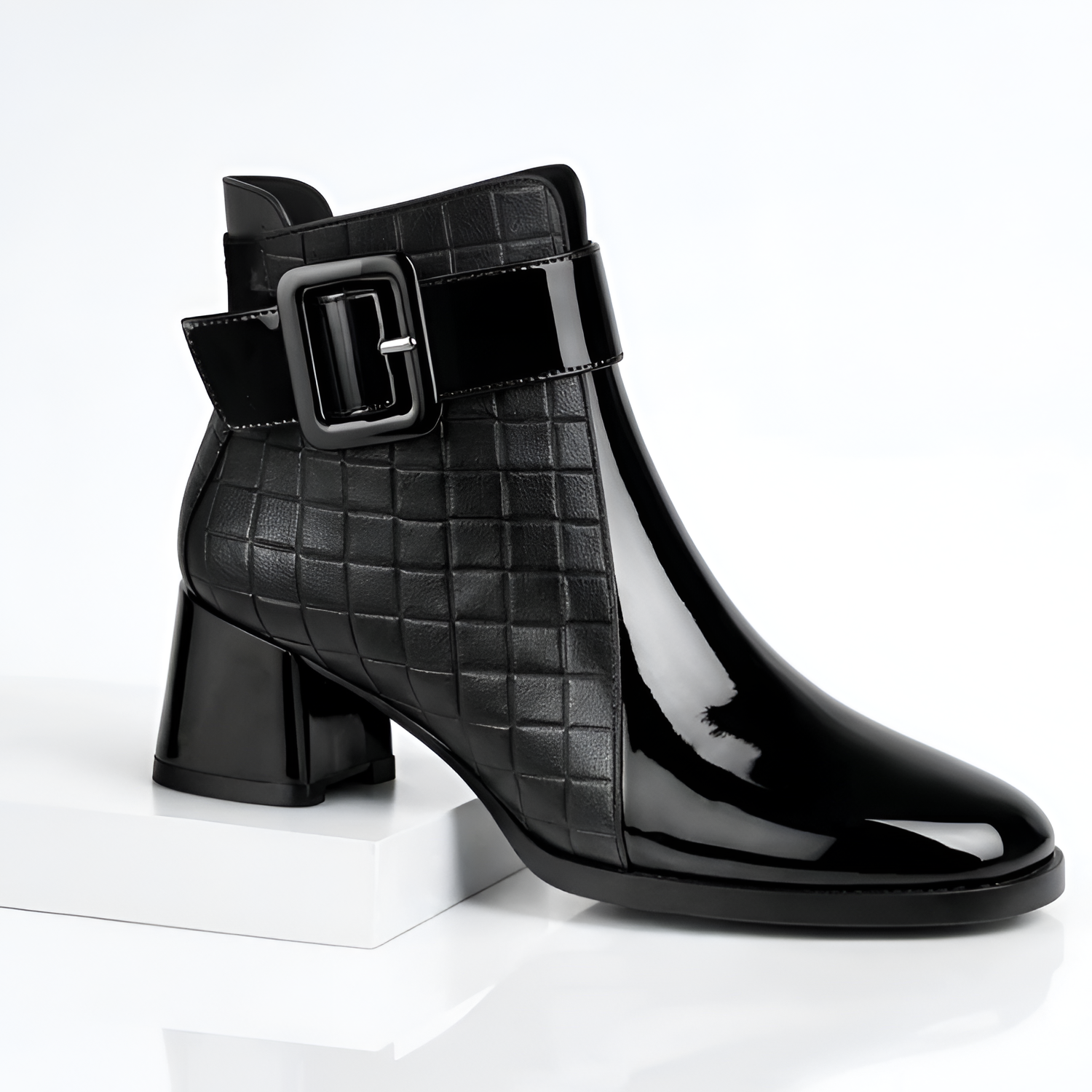 Botines de Tacón en Bloque con Acolchado para Mujer - Fiesta de Cóctel