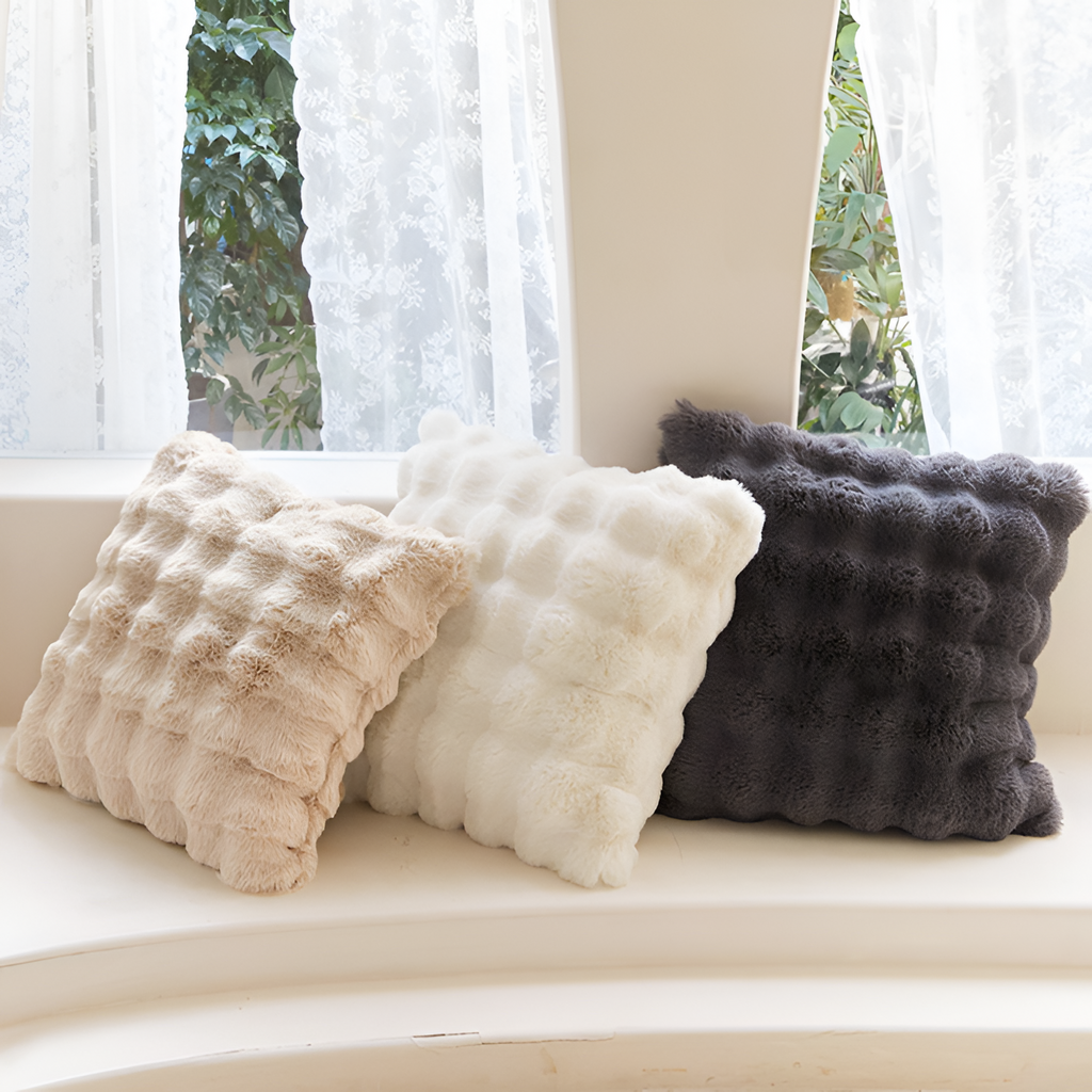 Cojín Decorativo con Relieve - Estilo Neutro Estriado