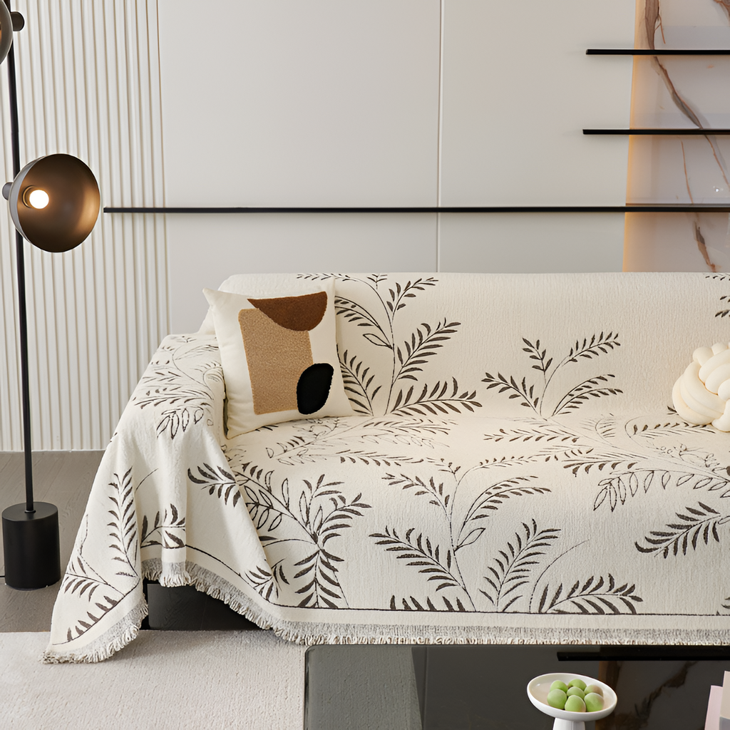 Funda de Sofá con Estampado Botánico - Manta Decorativa