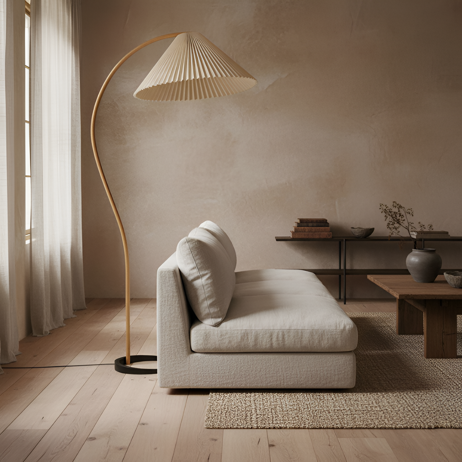 Lámpara de Pie de Arco Minimalista - Plisada