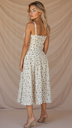 Vestido Midi Corte Línea A Para Mujer - Fiesta De Primavera En El Jardín