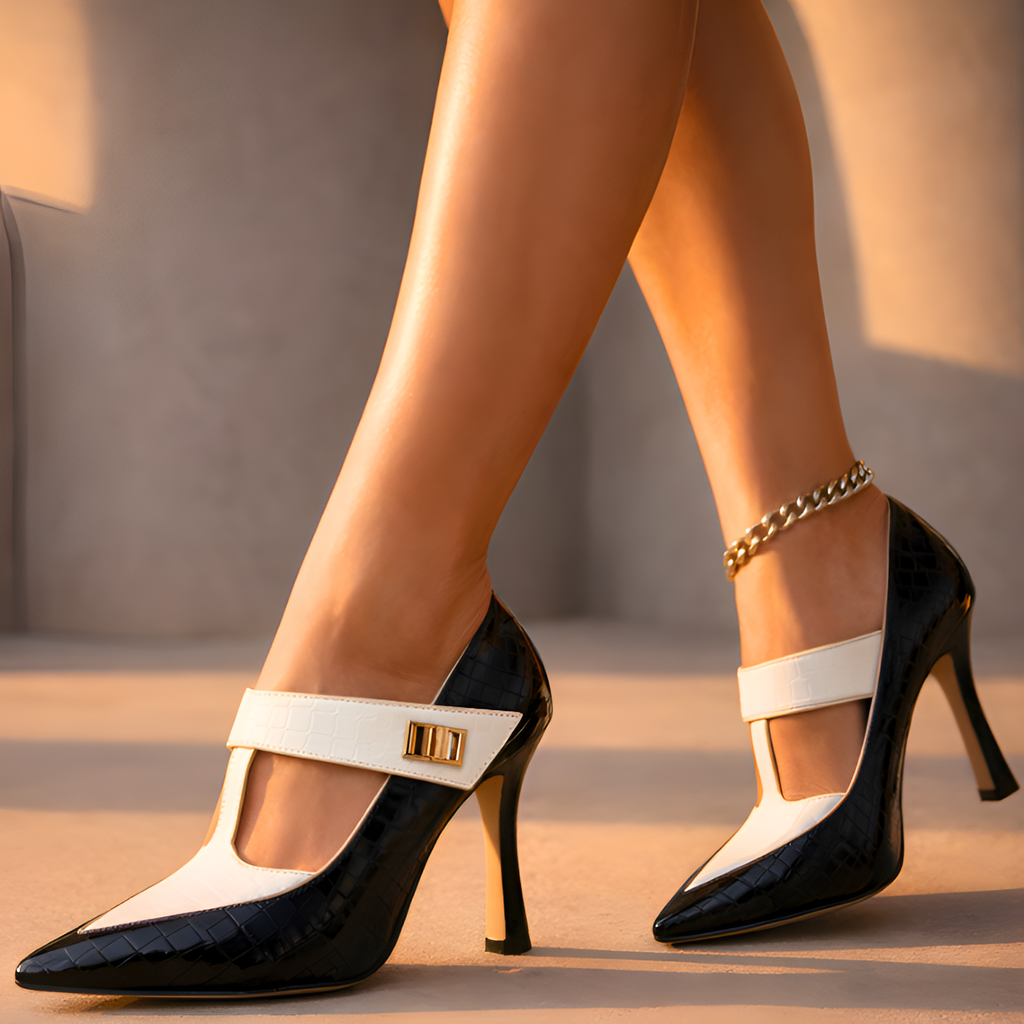 Zapatos De Salón De Mujer Con Punta Afilada Y Tacón Grueso - Para La Oficina