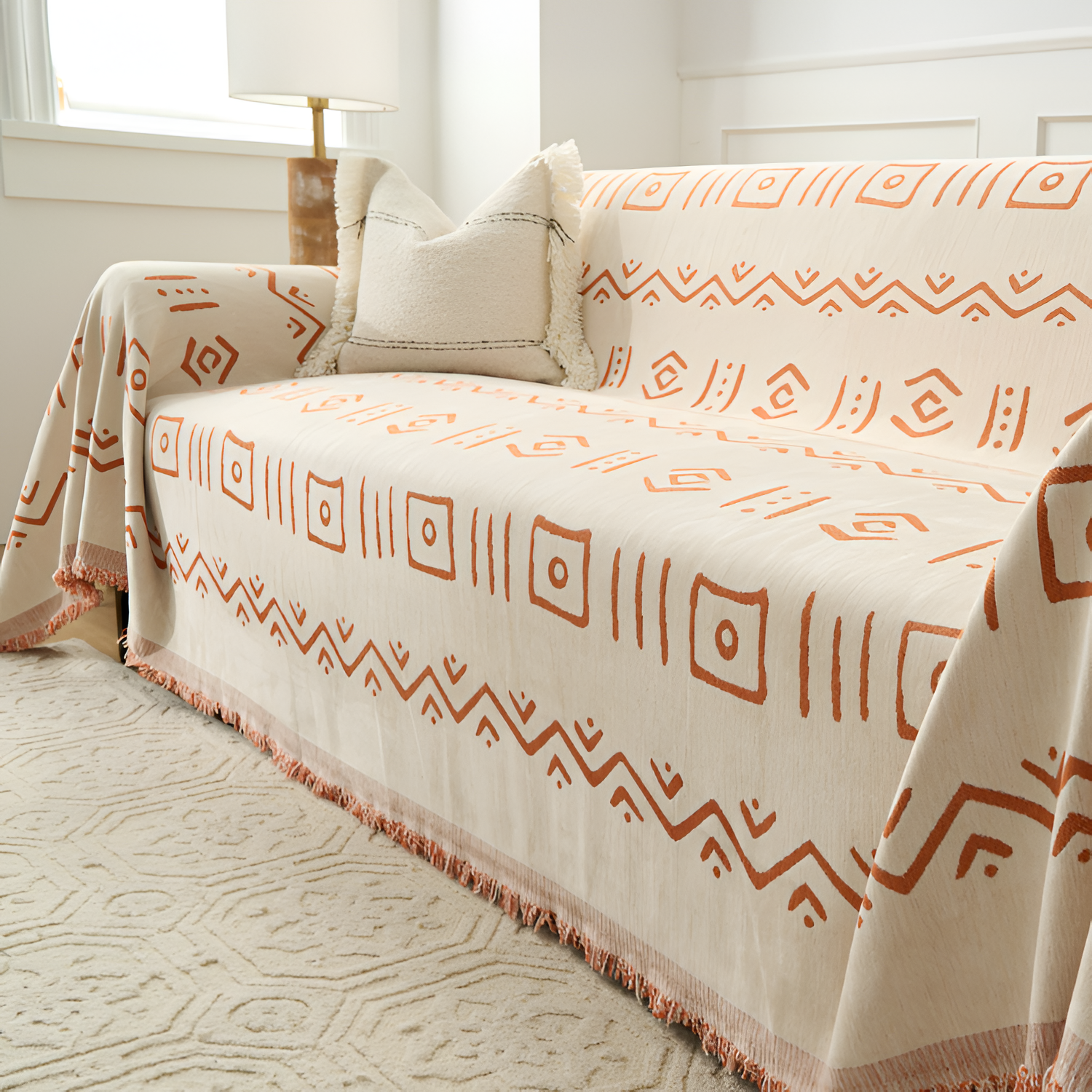 Manta Decorativa con Flecos - Cubresofá Estilo Tribal