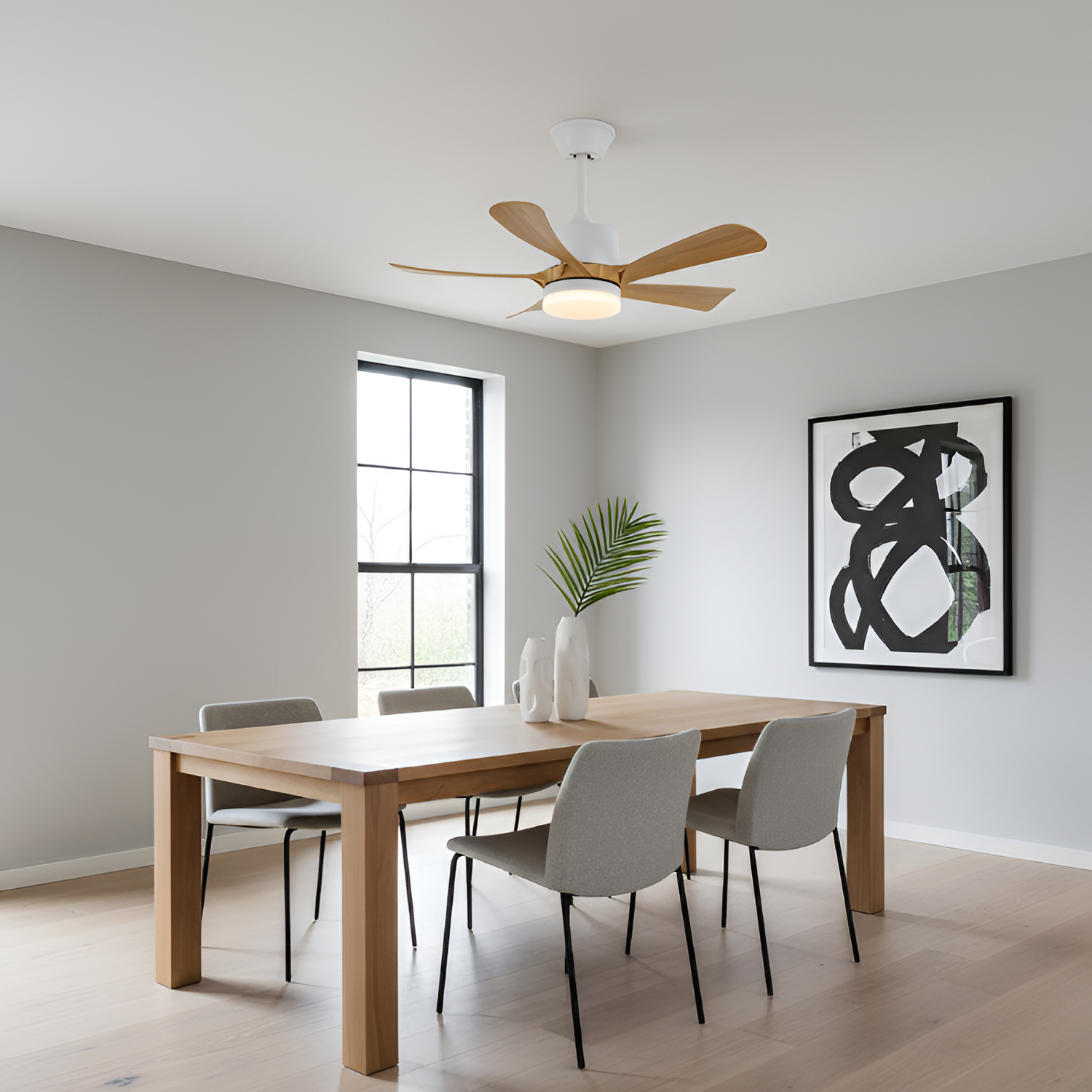 Ventilador de Techo con Aspas Curvas Minimalista - Regulable