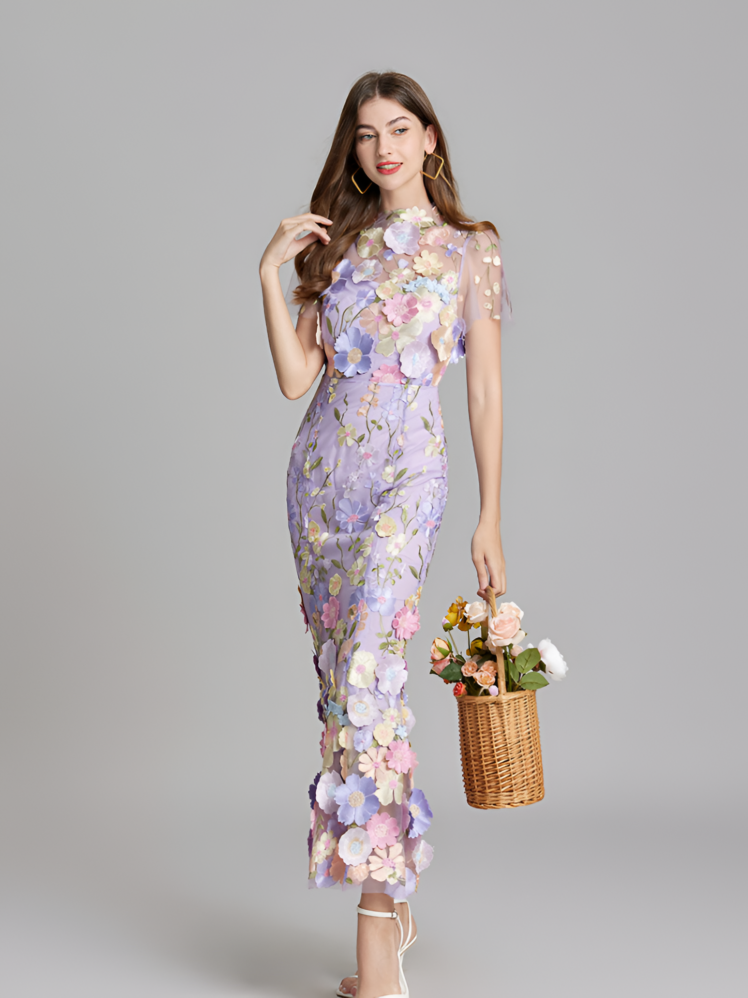 Vestido De Mujer De Manga Corta Bordado - Boda De Verano