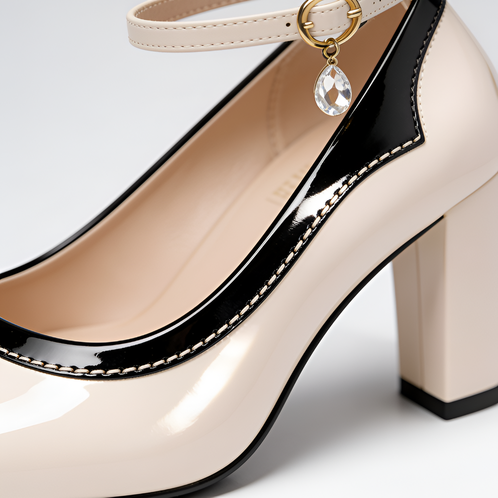 Zapatos De Tacón De Bloque Con Correa Al Tobillo Para Mujer - Ropa De Oficina