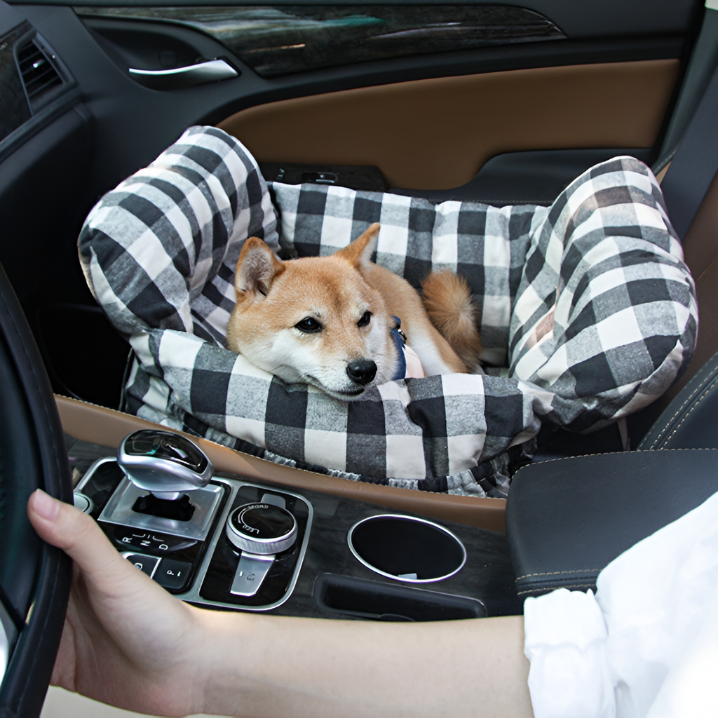 Asiento Elevador Portátil de Cuadros para Mascota - Cama de Viaje