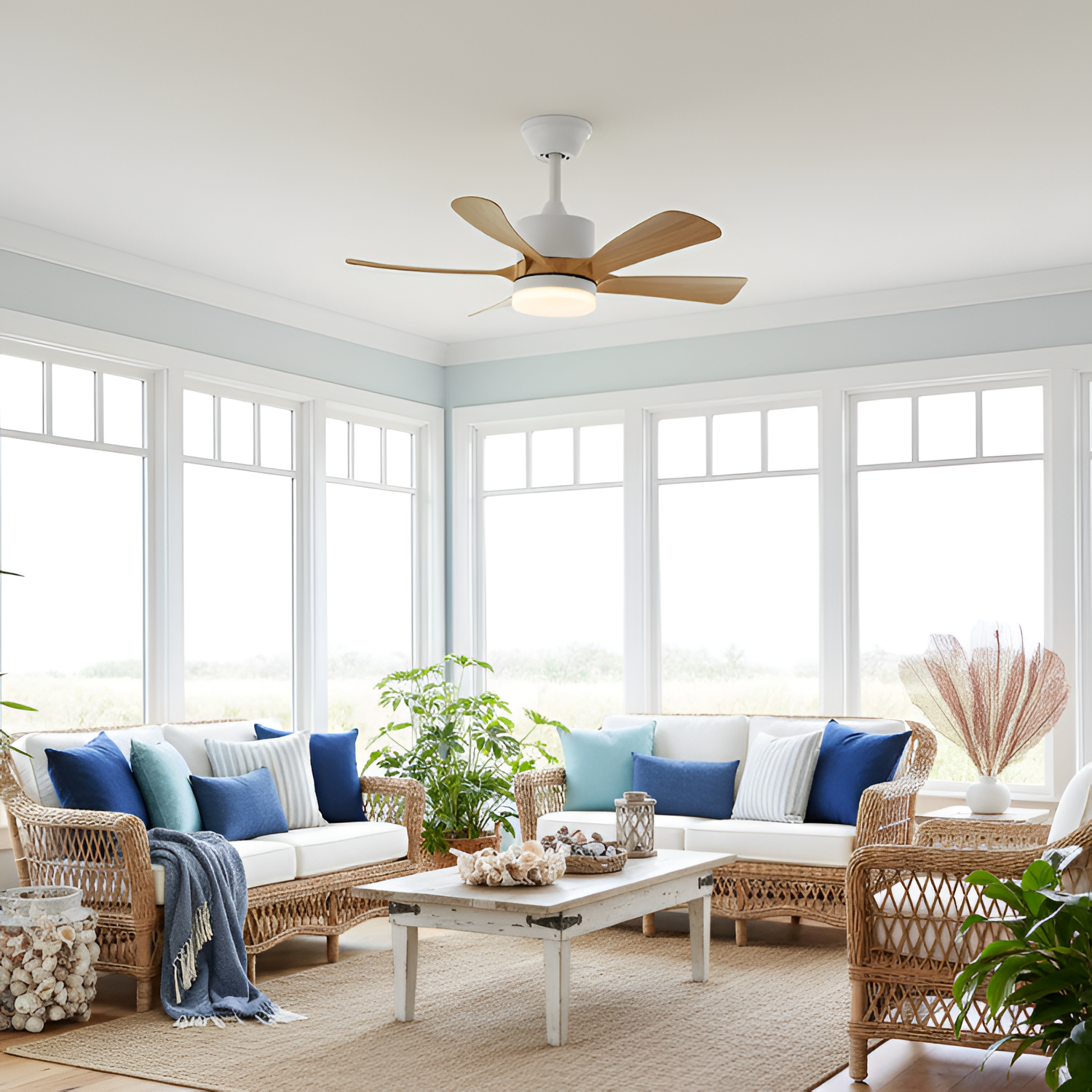 Ventilador de Techo con Aspas Curvas Minimalista - Regulable