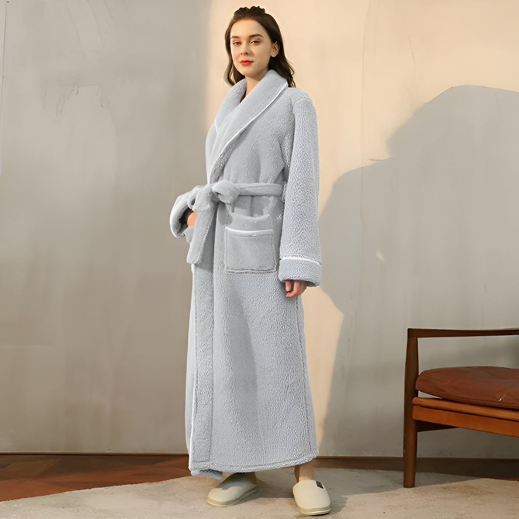 Bata Larga con Ribete de Contraste - Ropa de Dormir Unisex