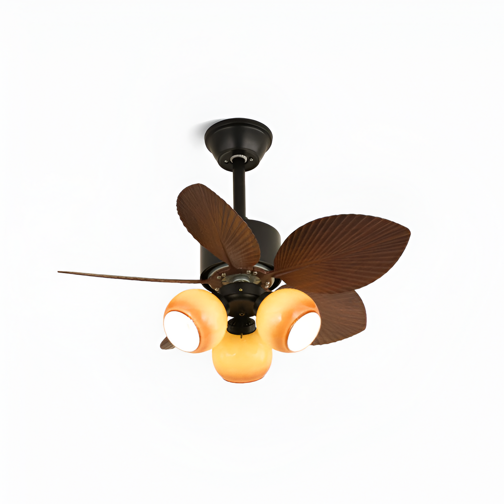 Ventilador de Techo con Hojas de Palma Tropical - Luz Integrada