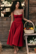 Vestido Midi Sólido Línea A Para Mujer - Fiesta De Jardín De Primavera