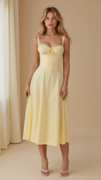 Vestido Midi Corte Línea A Para Mujer - Fiesta De Primavera En El Jardín