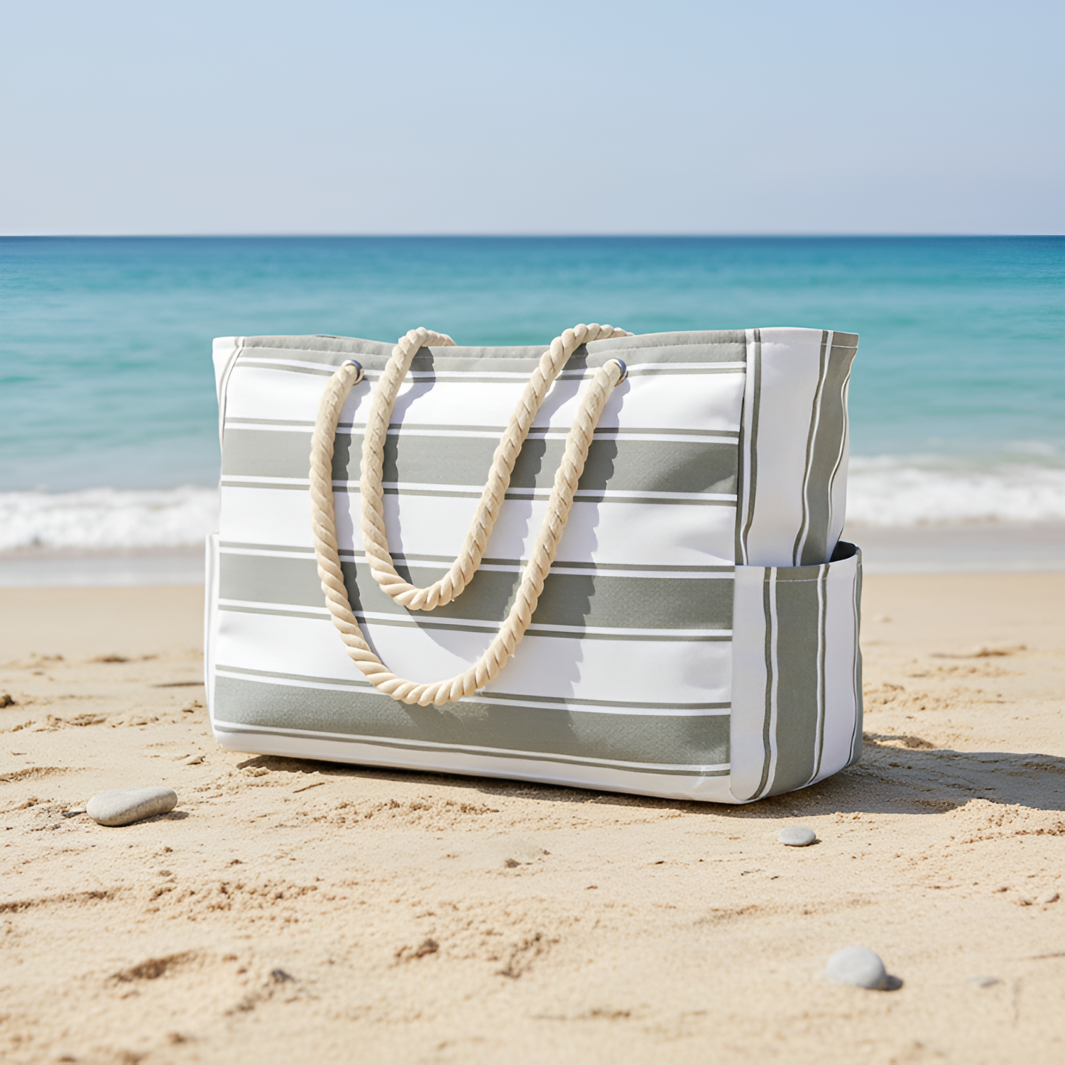 Bolsa de Lona a Rayas para Viaje y Playa - Amplia