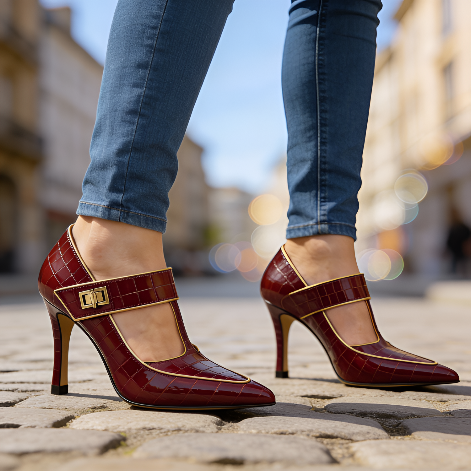 Zapatos De Salón De Mujer Con Punta Afilada Y Tacón Grueso - Para La Oficina
