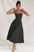 Vestido Midi Sólido Línea A Para Mujer - Fiesta De Jardín De Primavera