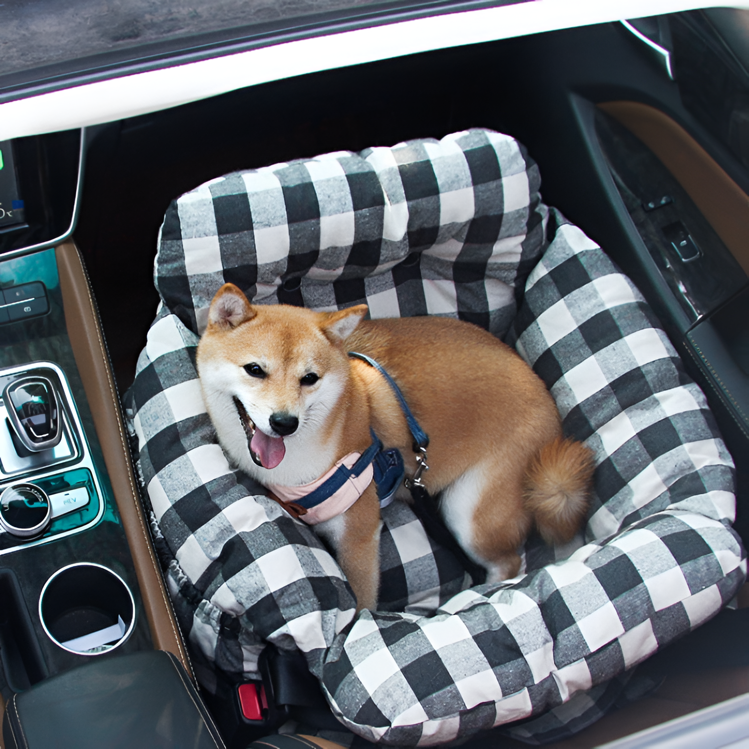 Asiento Elevador Portátil de Cuadros para Mascota - Cama de Viaje