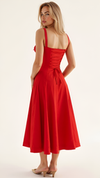 Vestido Midi Corte Línea A Para Mujer - Fiesta De Primavera En El Jardín