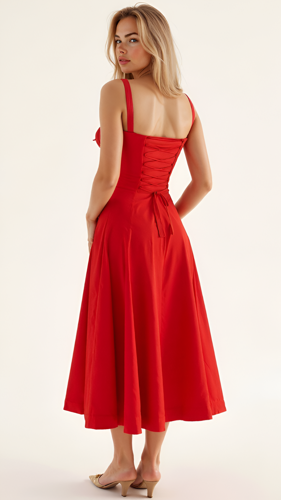 Vestido Midi Corte Línea A Para Mujer - Fiesta De Primavera En El Jardín
