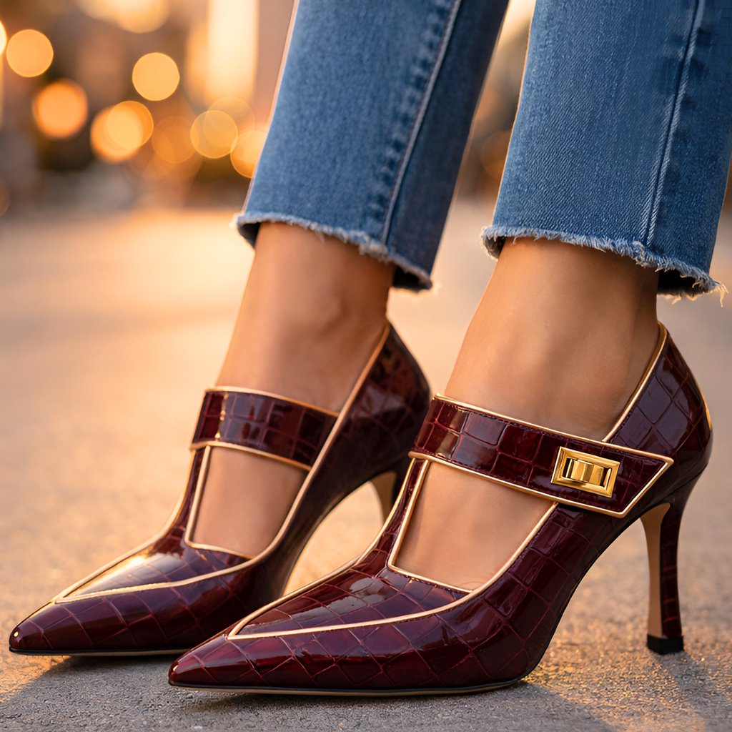 Zapatos De Salón De Mujer Con Punta Afilada Y Tacón Grueso - Para La Oficina