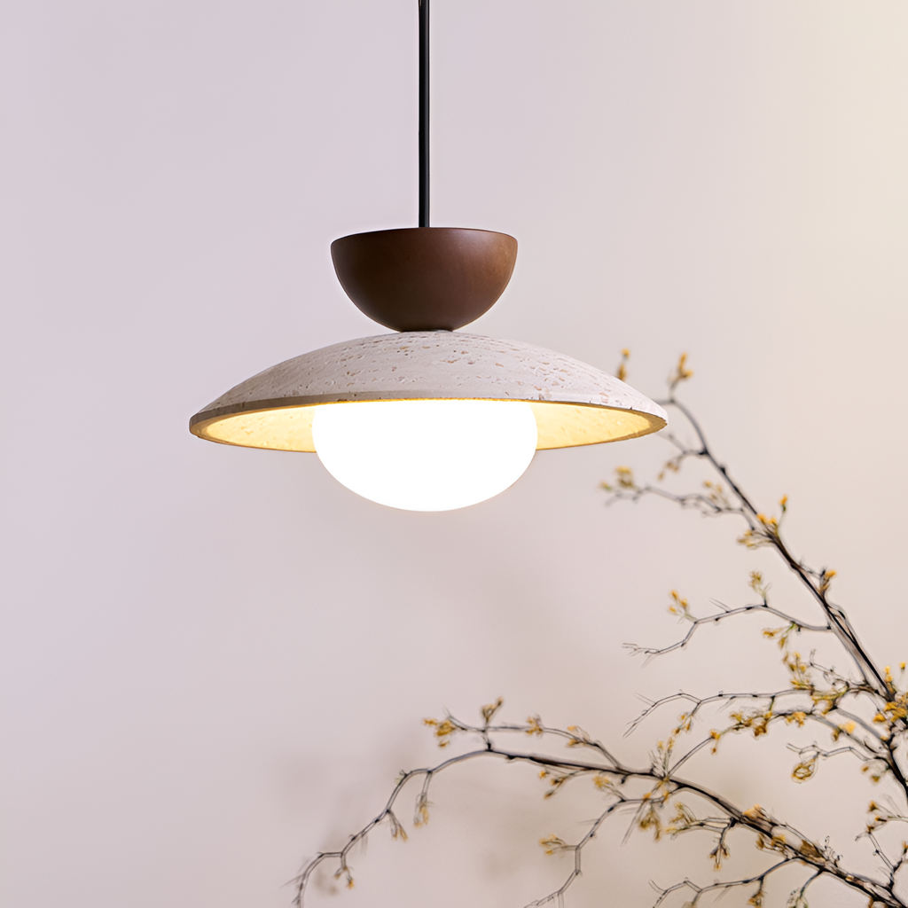 Lámpara Colgante de Travertino Minimalista - Geométrica