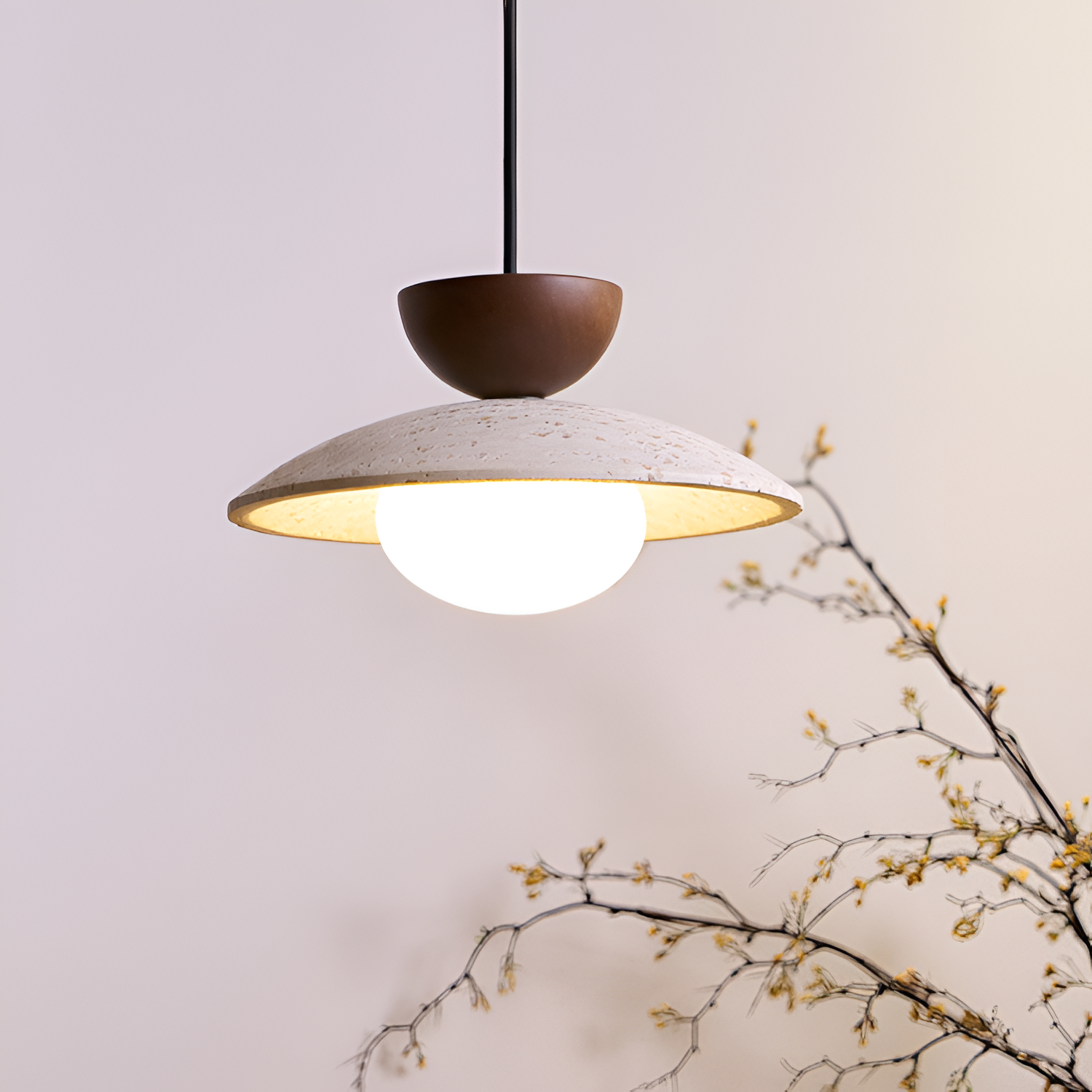 Lámpara Colgante de Travertino Minimalista - Geométrica