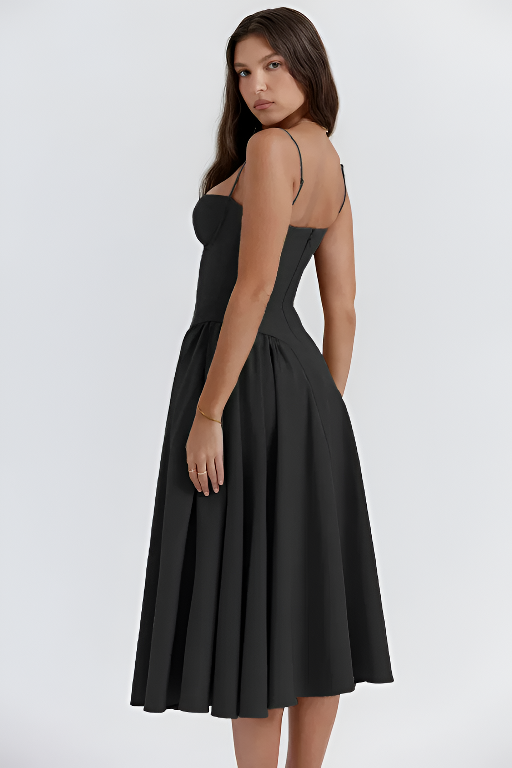 Vestido Midi Sólido Línea A Para Mujer - Fiesta De Jardín De Primavera