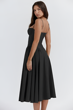 Vestido Midi Sólido Línea A Para Mujer - Fiesta De Jardín De Primavera