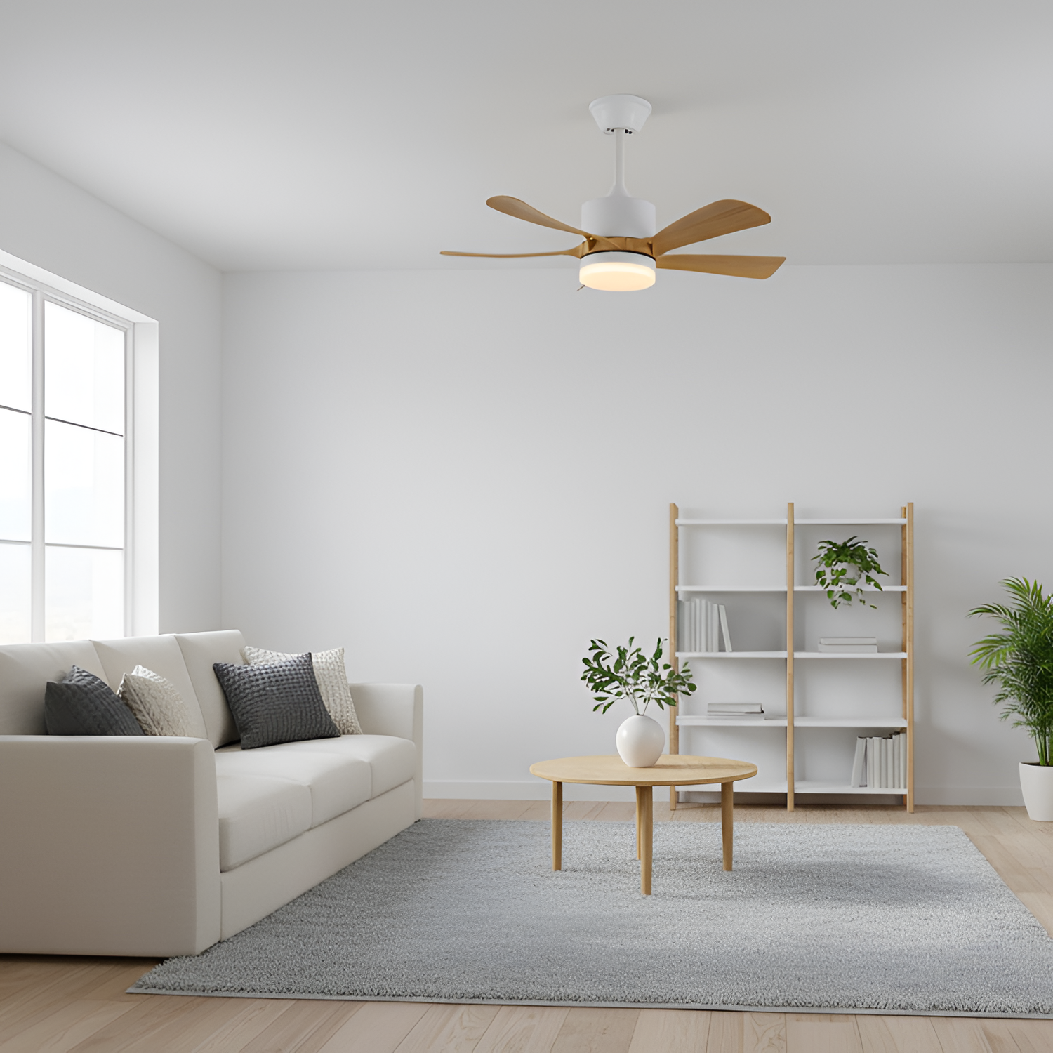 Ventilador de Techo con Aspas Curvas Minimalista - Regulable