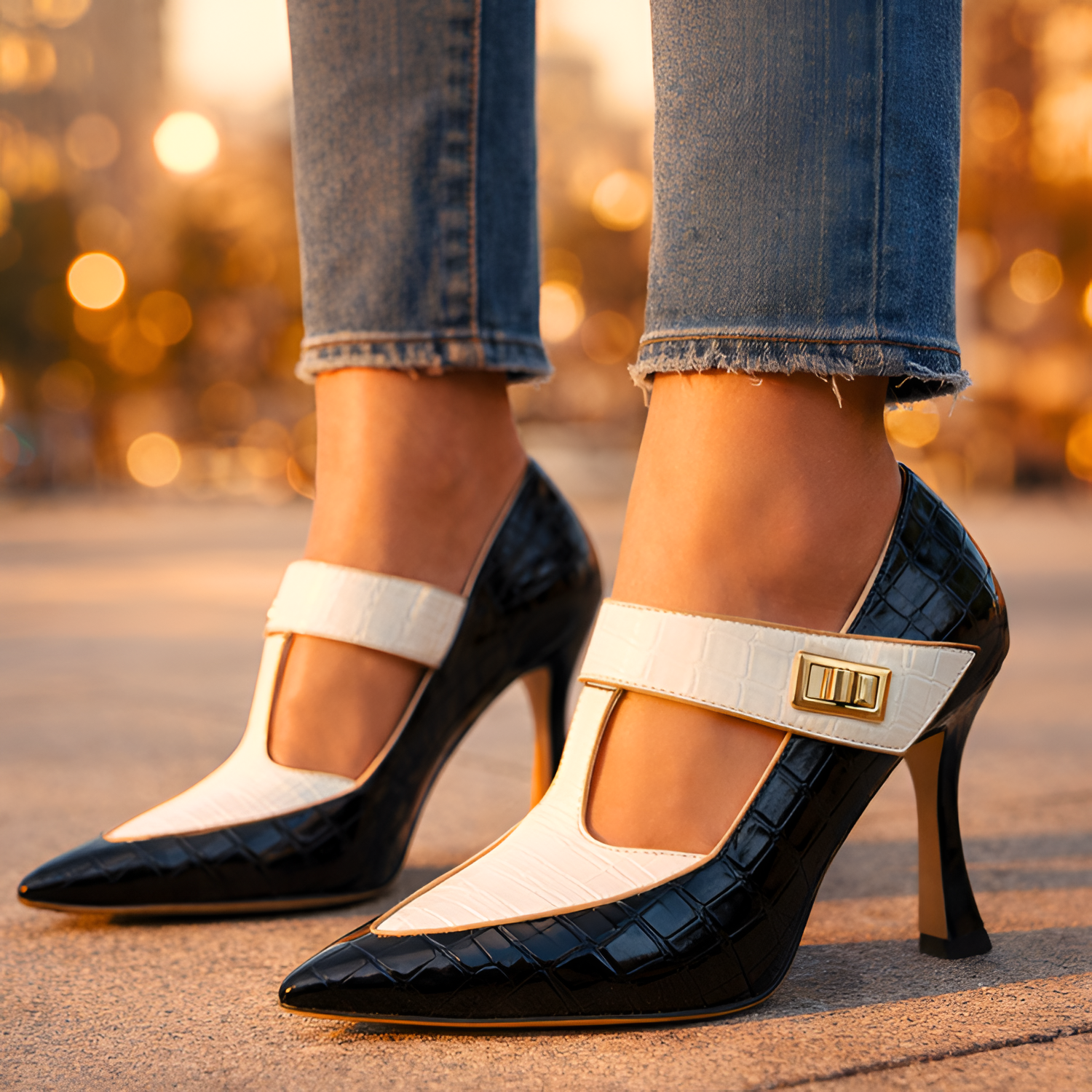 Zapatos De Salón De Mujer Con Punta Afilada Y Tacón Grueso - Para La Oficina