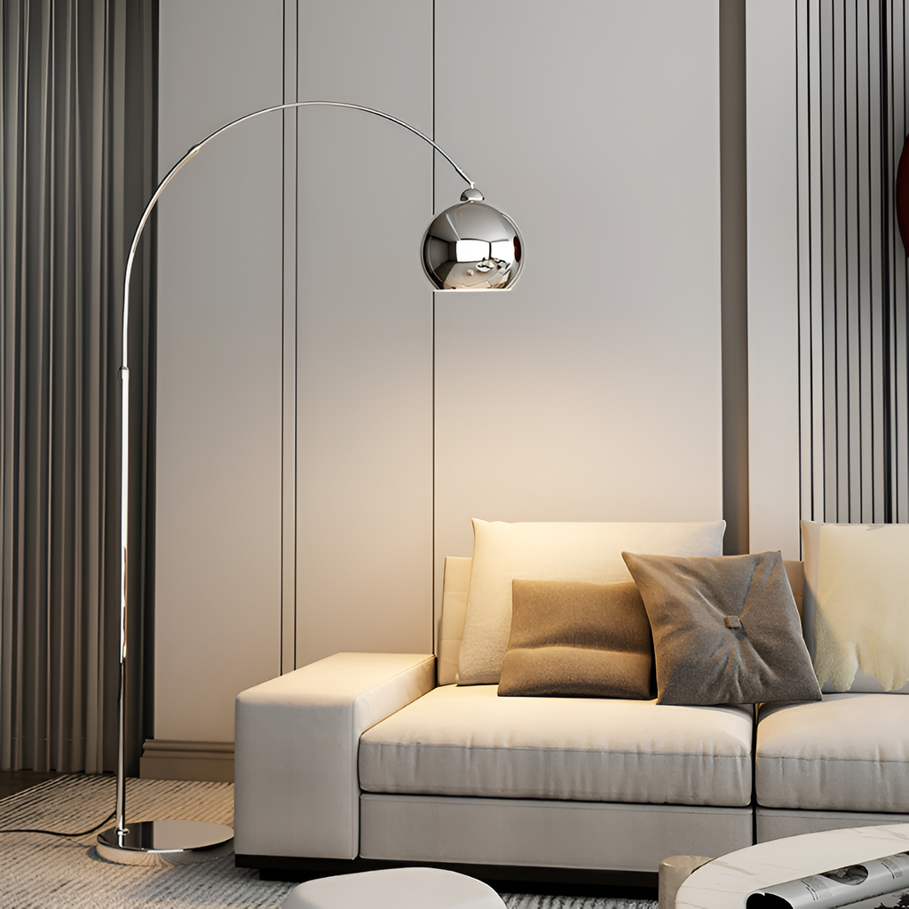 Lámpara de Pie de Arco Angulada Minimalista - Ajustable