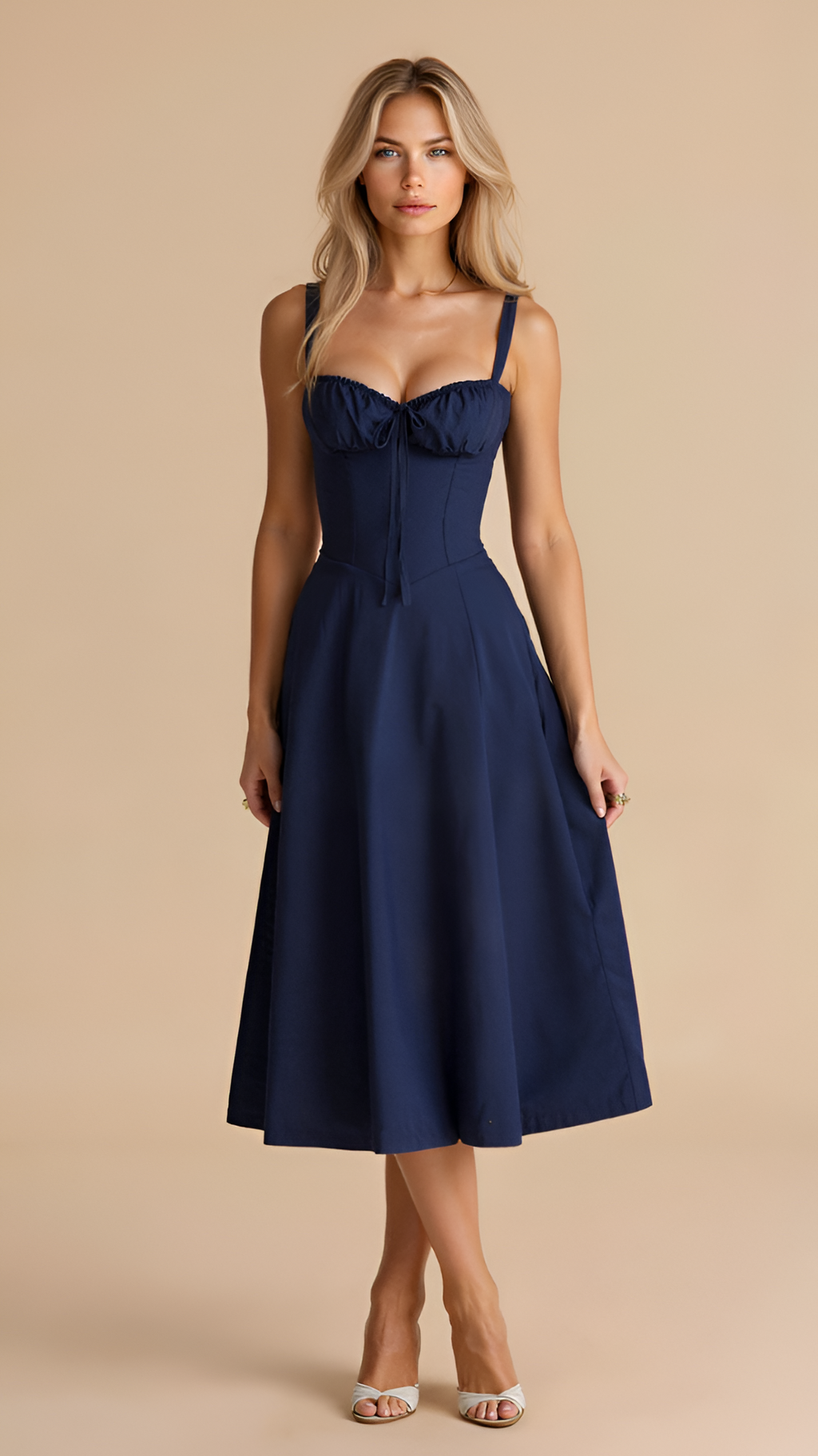 Vestido Midi Corte Línea A Para Mujer - Fiesta De Primavera En El Jardín