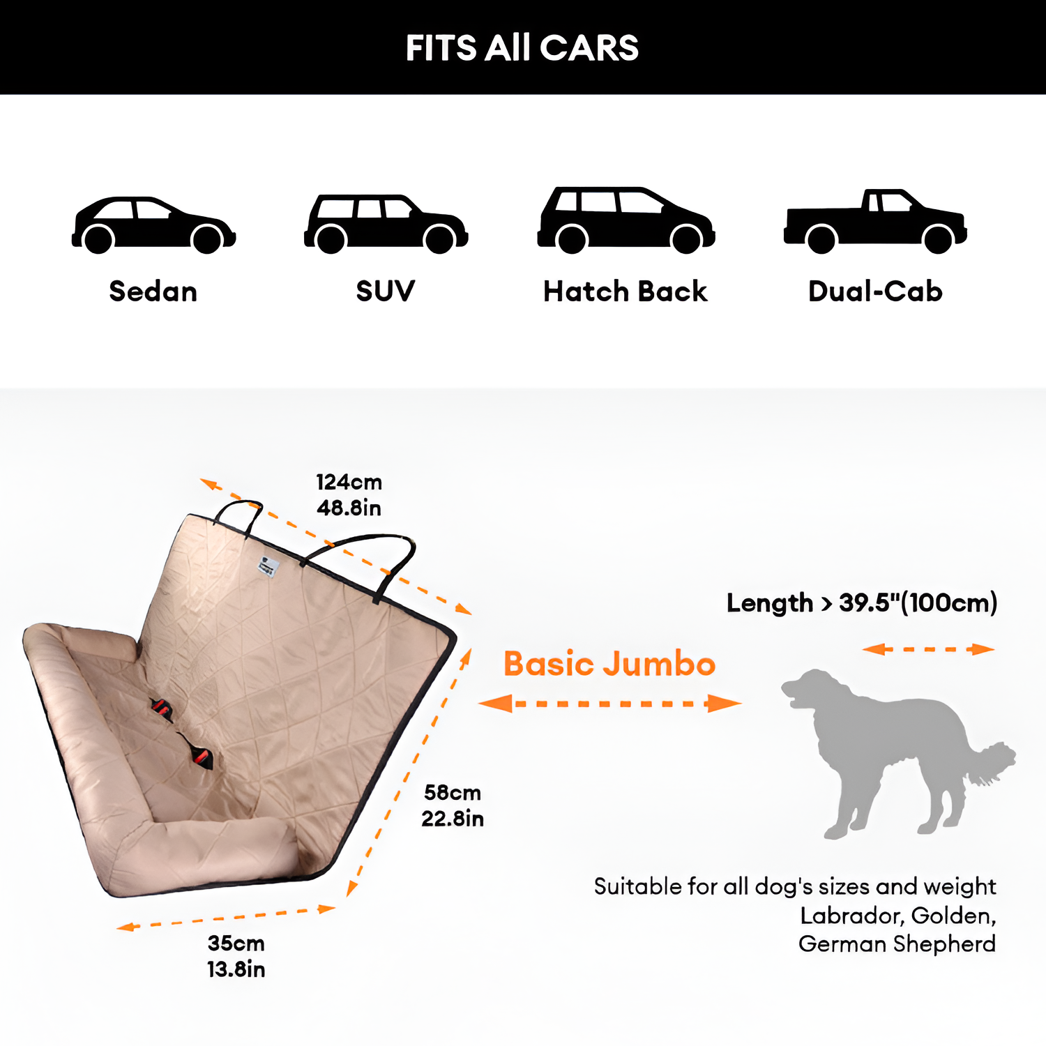 Cama de Coche para Perros de Cojín Sólido - Funcional
