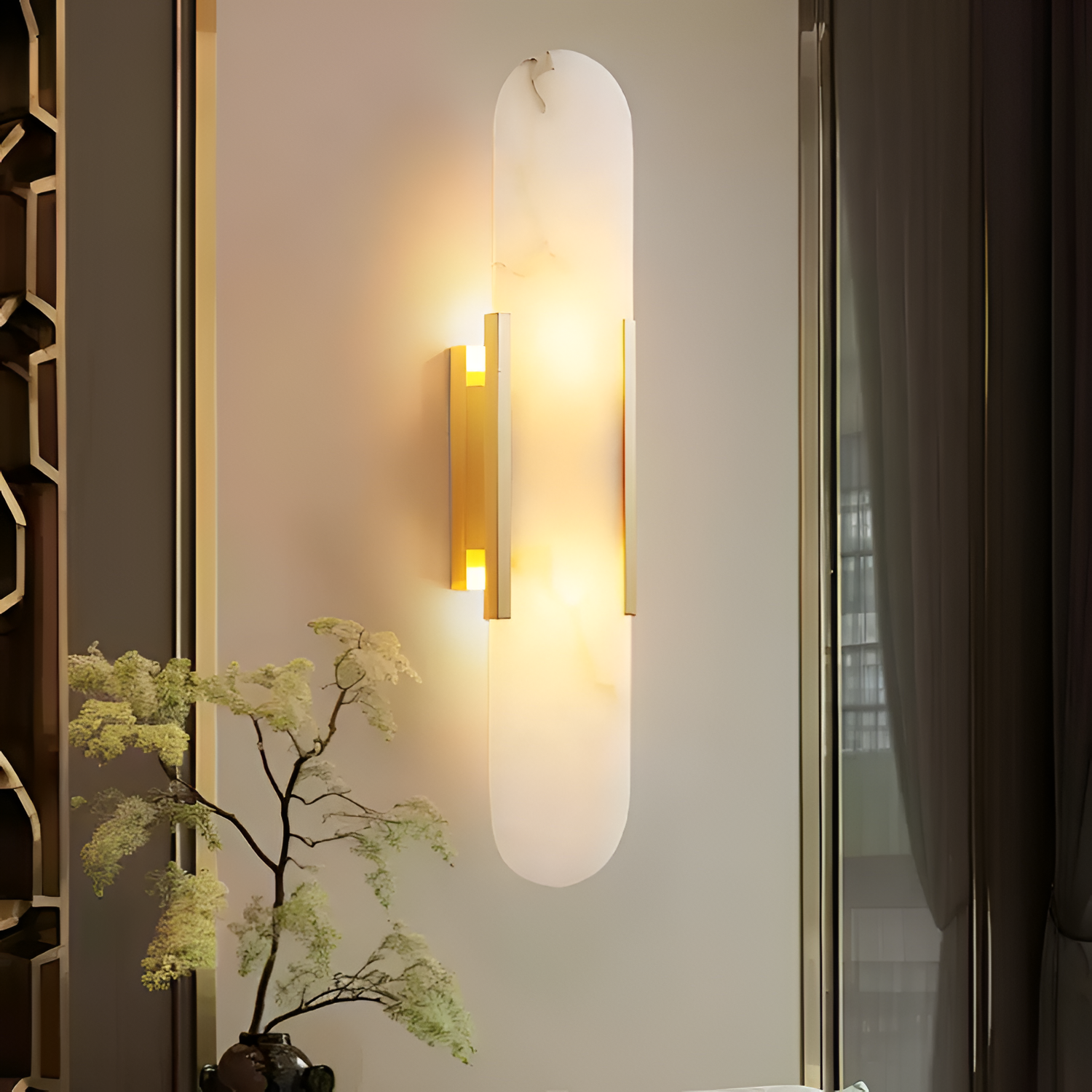 Aplique de Pared Alargado Minimalista - Alabastro