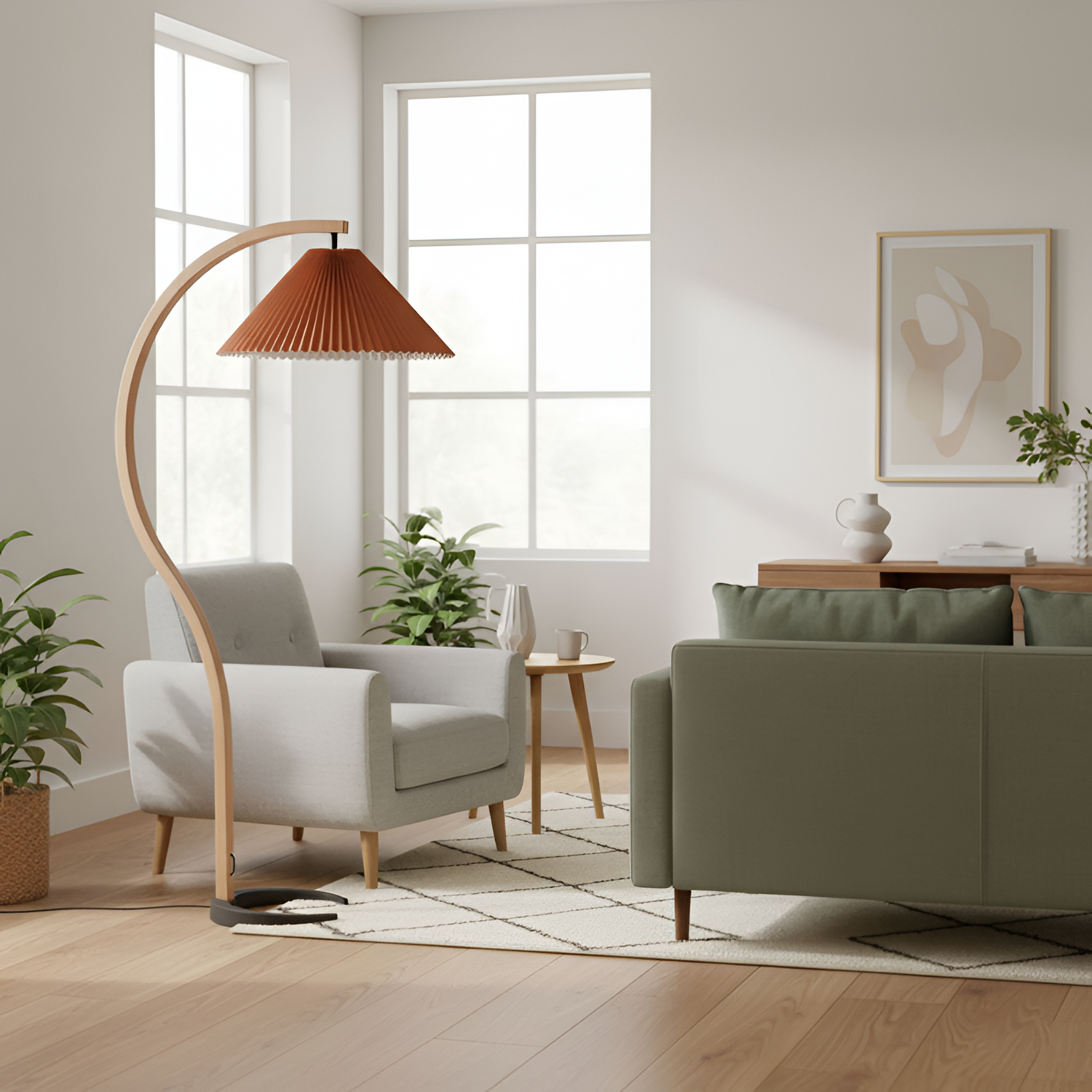 Lámpara de Pie de Arco Minimalista - Plisada