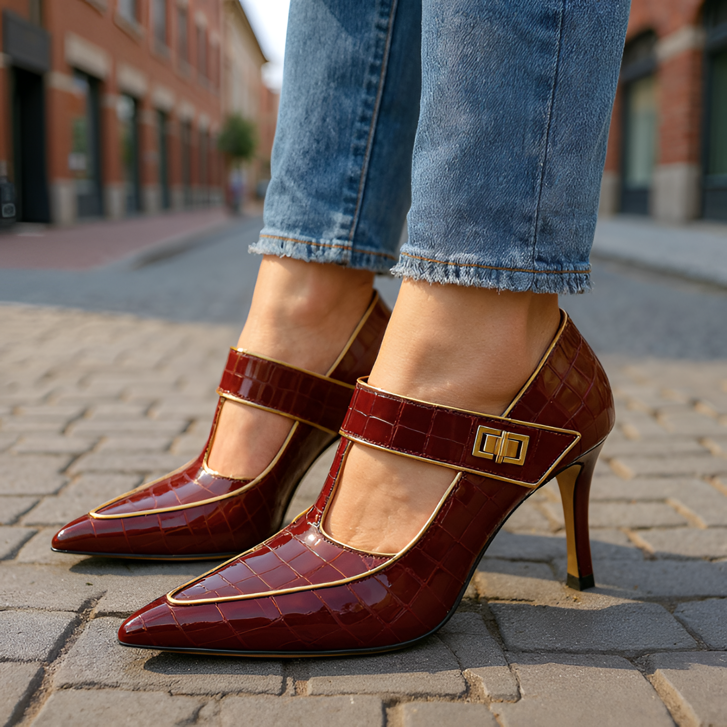Zapatos De Salón De Mujer Con Punta Afilada Y Tacón Grueso - Para La Oficina