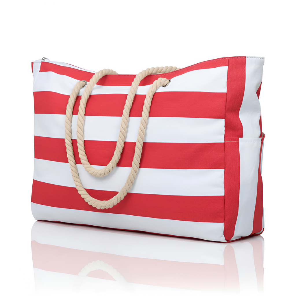 Bolsa de Lona a Rayas para Viaje y Playa - Amplia