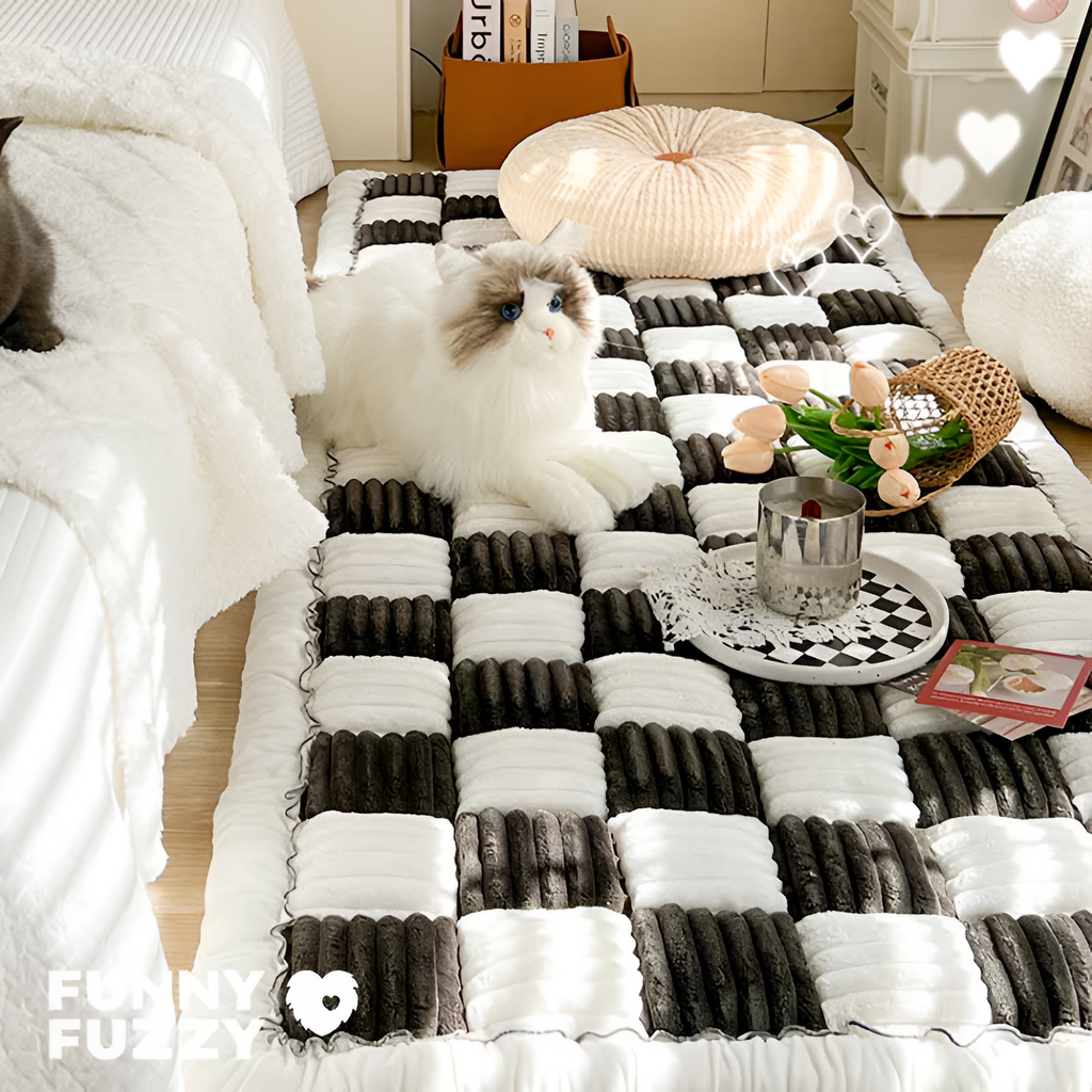 Cojín de Sofá de Felpa a Cuadros - Antideslizante