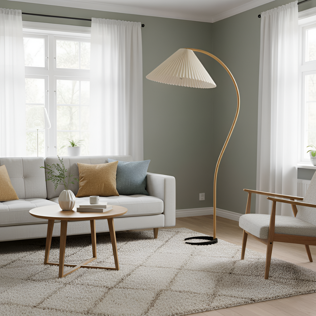 Lámpara de Pie de Arco Minimalista - Plisada