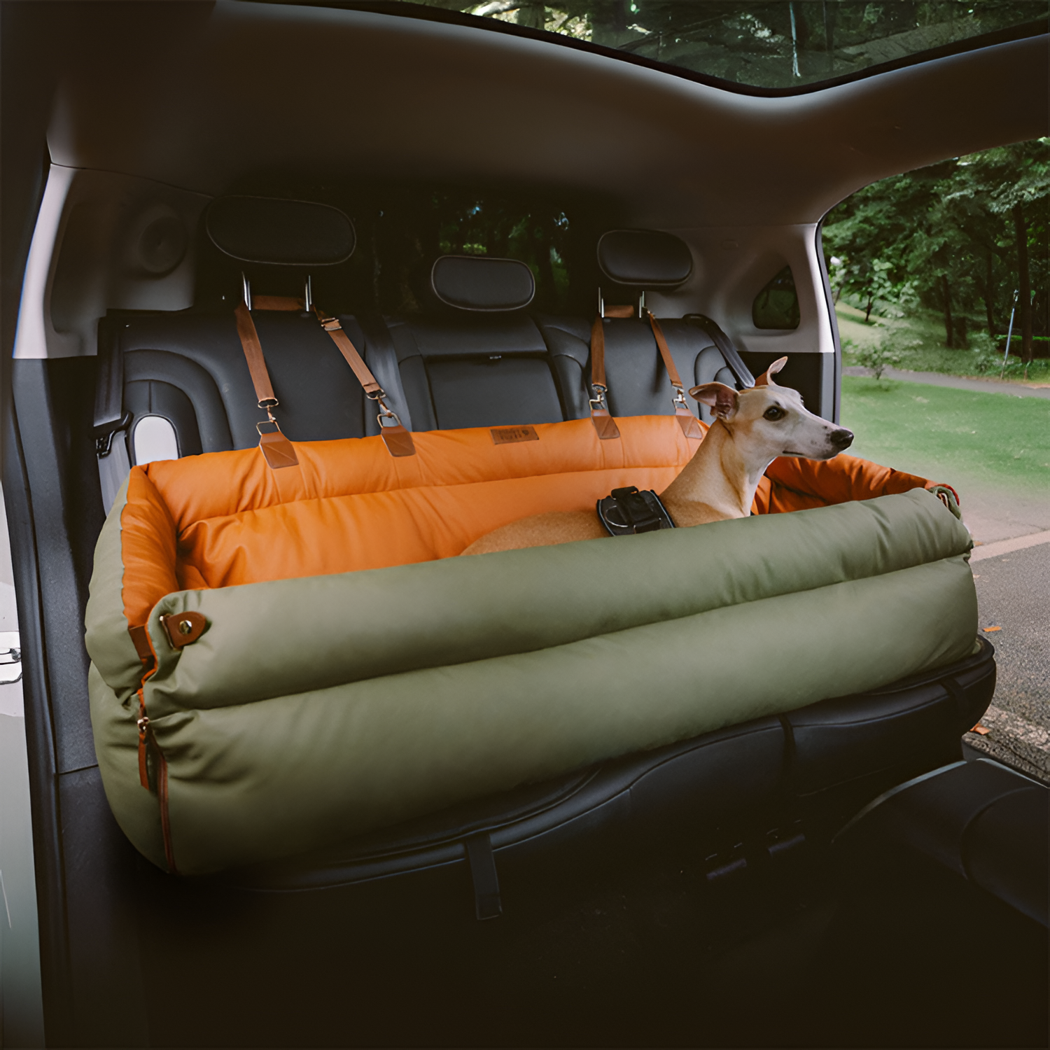 Cama Acolchada Ajustable de Coche para Perros - Solid Color