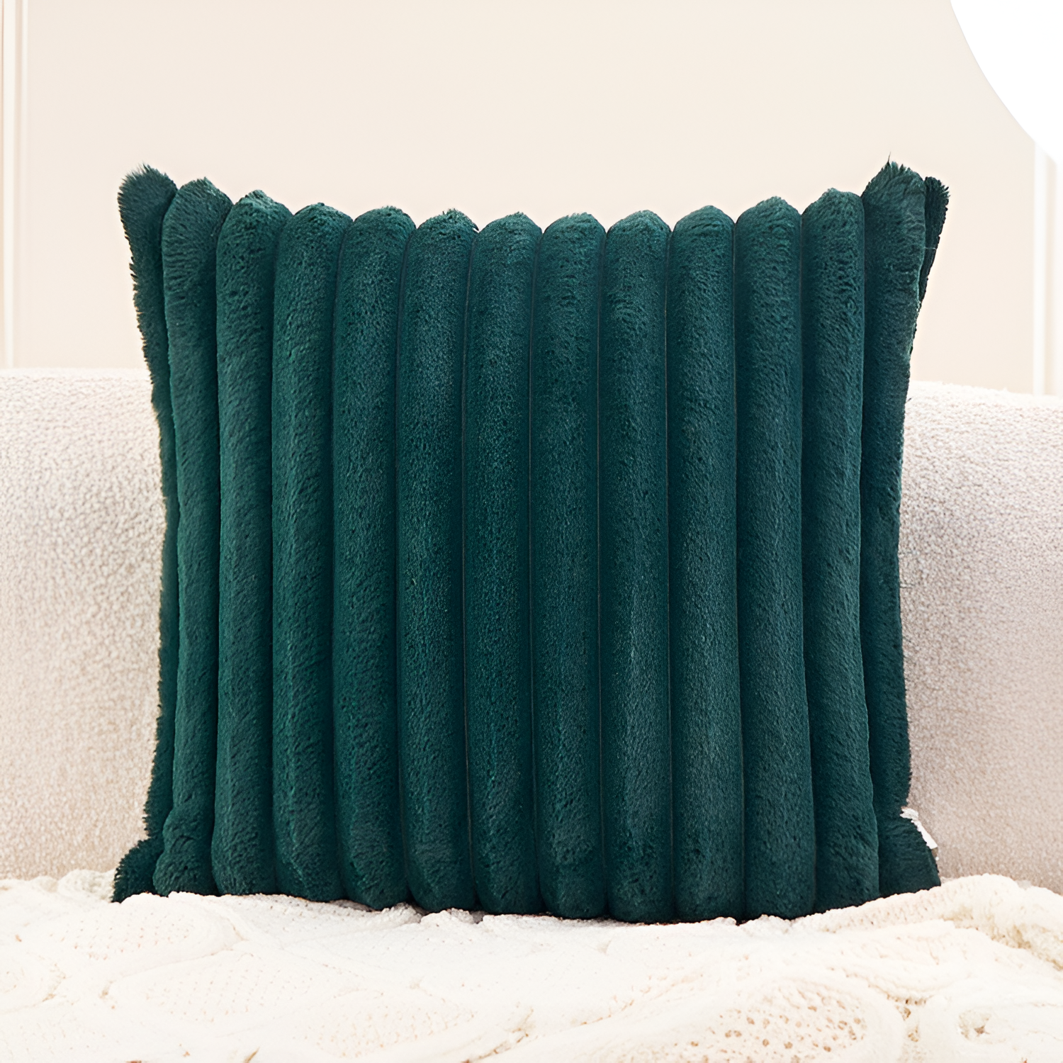 Cojín Decorativo con Relieve - Estilo Neutro Estriado