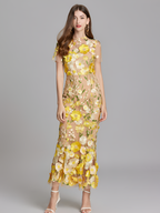 Vestido De Mujer De Manga Corta Bordado - Boda De Verano