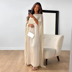 Vestido Maxi Sólido Con Cuello Redondo Para Mujer - Invitada De Boda