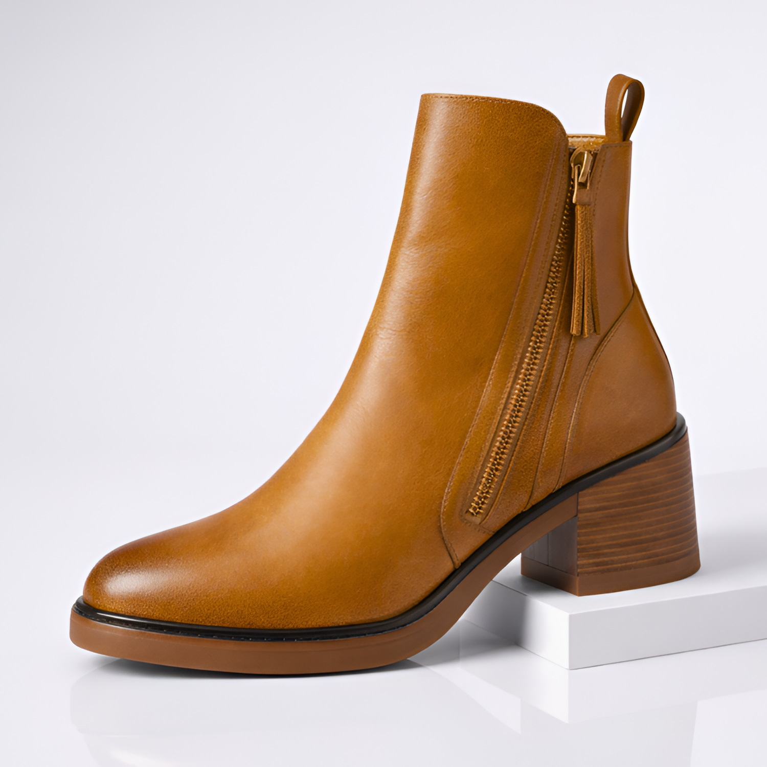 Botines de Tacón en Bloque con Cremallera para Mujer - Estilo Urbano